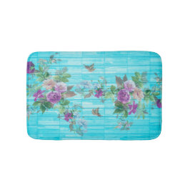 Vintager Stil Shabby Chic Florals auf blau Badematte