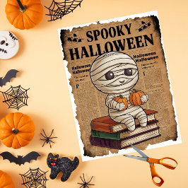 Vintager Stil Spooky Halloween Zeitungsmummy Seidenpapier