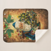 Vintager Stil St. Nikolaus (Weihnachtsmann) Weihna Sherpadecke (Vorderseite (Horizontal))