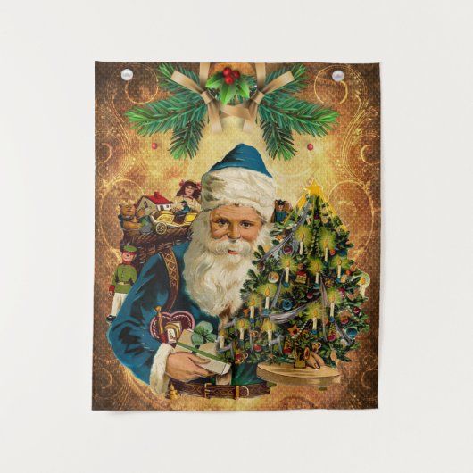 Vintager Stil St. Nikolaus (Weihnachtsmann) Weihna Wandteppich (Vorderseite)