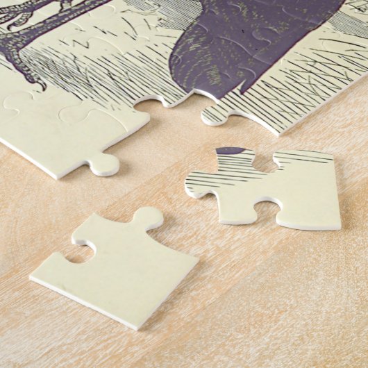 Vintager Stil, Stehendes Vogelpuzzle Puzzle (Seite)