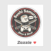 Vintager Stil Sushi Roll mit Controller & Katanas Aufkleber (Blatt)