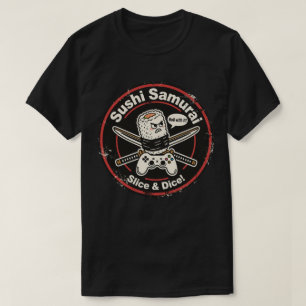 Vintager Stil Sushi Roll mit Controller & Katanas T-Shirt