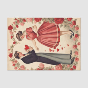 Vintager Stil Valentinstag Mann Frau Herz Seidenpapier