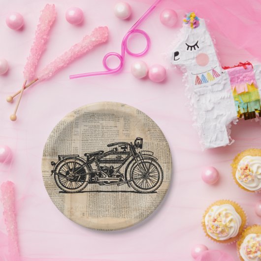 Vintager Stil von Motorrädern Pappteller (Party)