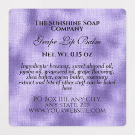 Vintager Stil, wasserdicht gewebt, lila Folienseif Etiketten