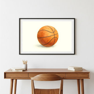 Vintager Stil Watercolor Basketball-Design Poster