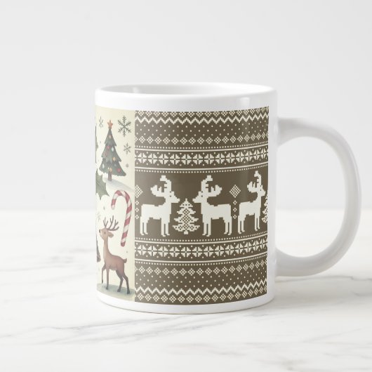 Vintager Stil, Weihnachtsmuster Jumbo-Tasse (Rechts)