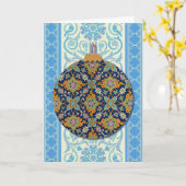 Vintager Stil Weihnachtsschmuck Blue Holiday Karte (Gelbe Blume)