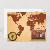 Vintager Stil, Weltkarte Postkarte (Vorne/Hinten)