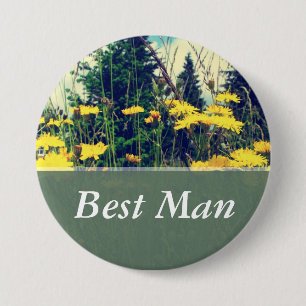 Vintager Stil, wilder Löwenzahn Trauzeuge Hochzeit Button