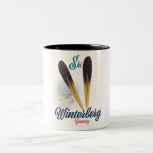 Vintager Stil Winterberg Deutschland Skiposter Zweifarbige Tasse