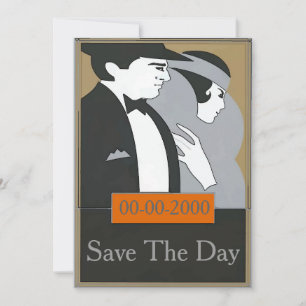 Vintager Stilformal Couple Invite Rett Day Einladung