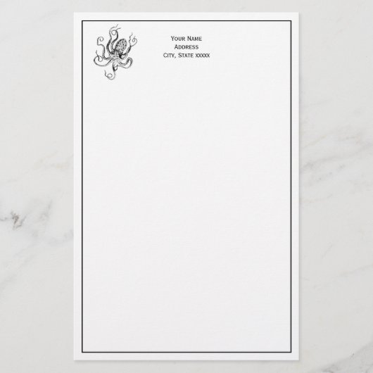 Vintager stilisierter Oktopus Zeichnend #1 Briefpapier (Vorderseite)