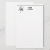 Vintager stilisierter Oktopus Zeichnend #1 Briefpapier (Vorne/Hinten)