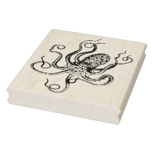 Vintager stilisierter Oktopus Zeichnend #1 Gummistempel