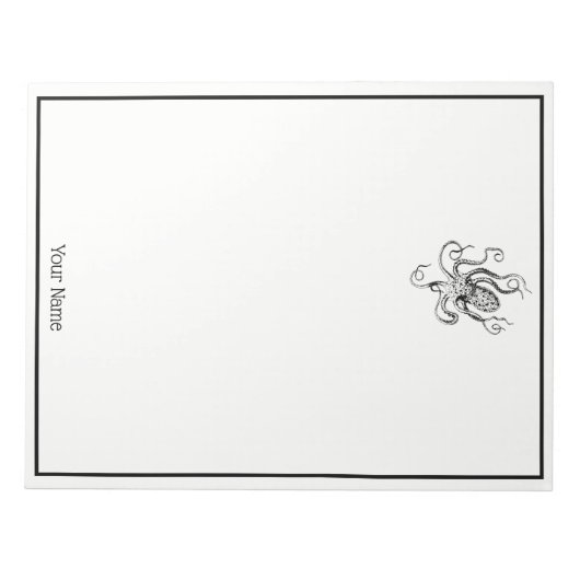 Vintager stilisierter Oktopus Zeichnend #1 Notizblock (Vorderseite)