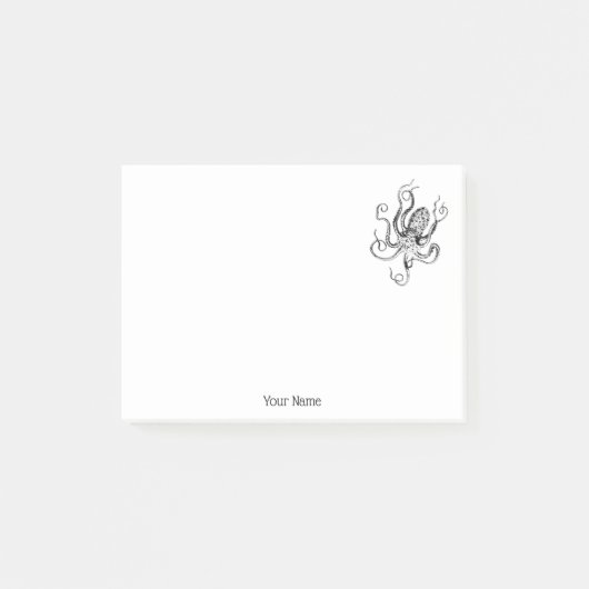 Vintager stilisierter Oktopus Zeichnend #1 Post-it Klebezettel (Vorderseite)