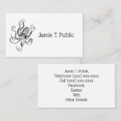 Vintager stilisierter Oktopus Zeichnend #1 Visitenkarte (Vorne/Hinten)