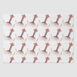 Vintager stilisierter Tintenfisch Zeichnend Nummer Seidenpapier