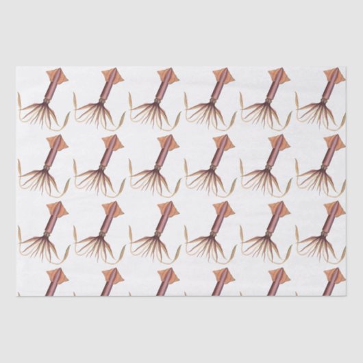 Vintager stilisierter Tintenfisch Zeichnend Nummer Seidenpapier (Vorderseite)