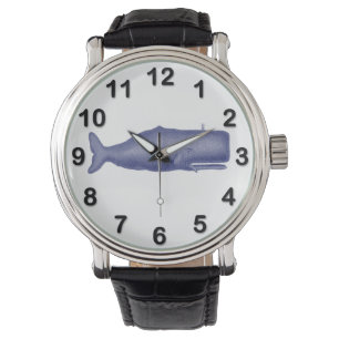 Vintager stilisierter Wal #1 N Blue aus dem 19. Ja Armbanduhr