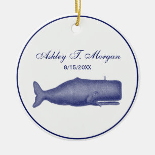 Vintager stilisierter Wal #1 N Blue aus dem 19. Ja Keramik Ornament