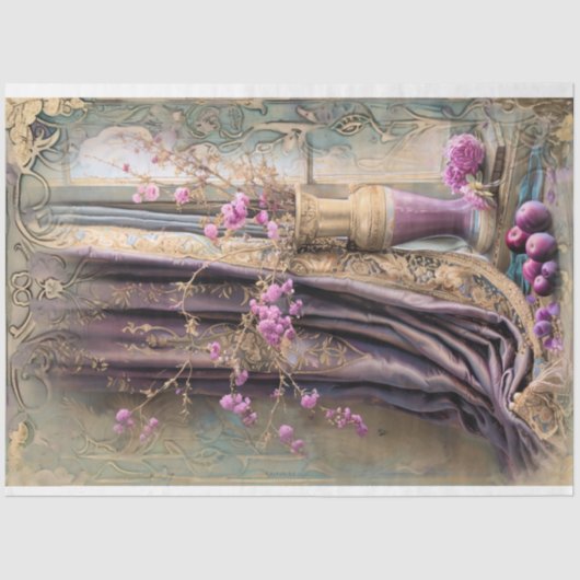 Vintager Stillleben Luxus Romantischer Blumenbaroc Seidenpapier (Vorderseite)