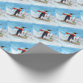 Vintager Stilpinguin Skifahren Geschenkpapier (Ecke)