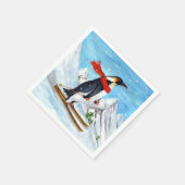 Vintager Stilpinguin Skifahren Serviette (Ecke)