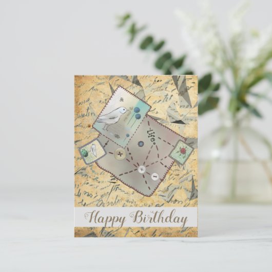 Vintager Stoff Postkarte (Stehend Vorderseite)