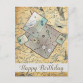 Vintager Stoff Postkarte (Vorderseite)