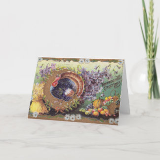 Vintager stolzer Truthahn, der den großen Tag Feiertagskarte