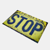 Vintager Stopp-Sign-Doormat Fußmatte (Schrägansicht)