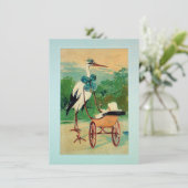 Vintager Storch, der die Geburt eines Kindes ankün Ankündigung (Stehend Vorderseite)