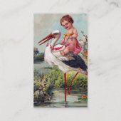Vintager Storch und Kind Visitenkarte (Rückseite)