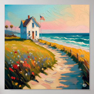 Vintager Strand 4. Juli Amerikanische Unabhängigke Poster