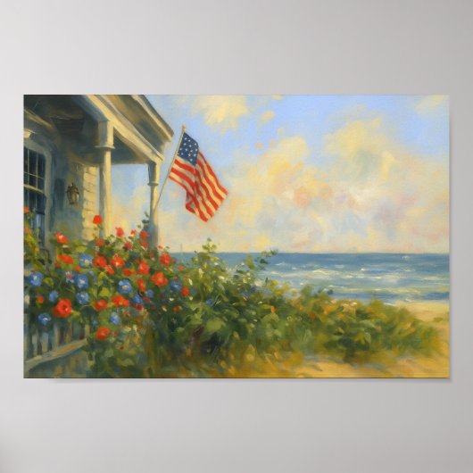 Vintager Strand 4. Juli Amerikanische Unabhängigke Poster (Vorne)