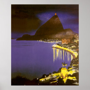 Vintager Strand am Abend in Rio de Janeiro, Brasil Poster