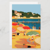 Vintager Strand an der Côte d'Azur Briefpapier (Vorne/Hinten)