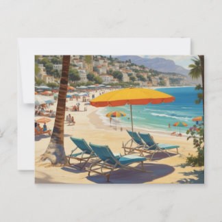 Vintager Strand an der Côte d'Azur Postkarte