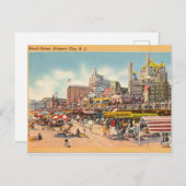 Vintager Strand, Atlantic City, New Jersey Postkarte (Vorne/Hinten)