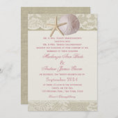 Vintager Strand Elfenbeinrosa Einladung (Vorne/Hinten)