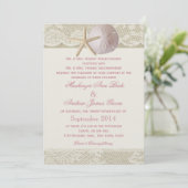 Vintager Strand Elfenbeinrosa Einladung (Stehend Vorderseite)