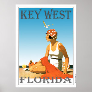 Vintager Strand Key West Florida Poster