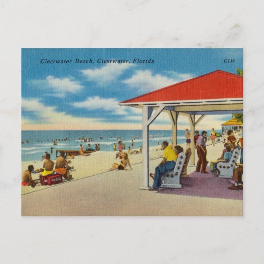 Vintager Strand mit klarem Wasser, Florida Postkarte (Vorderseite)
