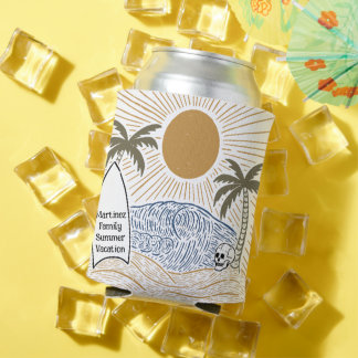 Vintager Strand mit tropischer Wiedersehen-Familie Dosenkühler