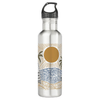 Vintager Strand mit tropischer Wiedersehen-Familie Edelstahlflasche