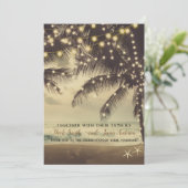 Vintager Strand Palmen und Lichter Hochzeiten Einladung (Stehend Vorderseite)