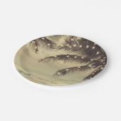 Vintager Strand Palmen und Lichter Hochzeiten Pappteller (Schrägansicht)